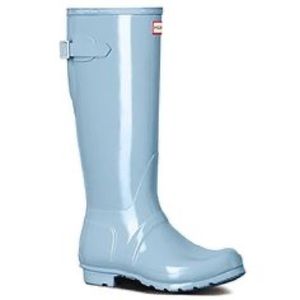 Hunter original gloss tall light blue rain boots